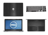 Black Brushed Aluminum skin decal wrap skin Case + Semi Black Keyboard Cover for Dell Inspiron 15 5558 5559 15.6" Laptop