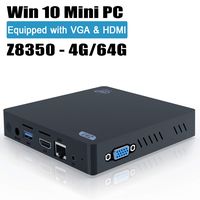 Mini PC Win 10, Intel x5-Z8350 (4GB/64GB) Fanless Mini Computer with HDMI & VGA, 4K HD, 2.4G+5G Dual WiFi, 1000Mbps LAN, Support 2.5-Inch SATA SSD/HDD, Auto Power On