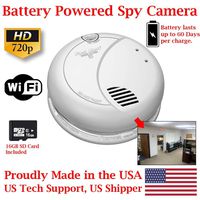 ZEUS CCTV ZCH-SMK60D HD 720P Battery Powered Smoke Detector HD Spy Camera Covert Surveillance Hidden Smoke Alarm Nanny Camera Spy Gadget (WI-FI Model / 60 Day Battery/w 16GB SD Card)