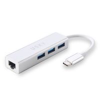 USB-C to Ethernet Adapter, USKY USB-C(Type C 3.1) to RJ45 Gigabit Ethernet Adapter with 3 Port USB Hub, for The New MacBook 2016, ChromeBook Pixel and More Type-C Devices