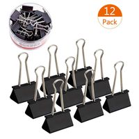 Coideal 2 Inch Large Black Binder Foldback Clips/Metal Bulldog Paper Clips Clamps (12 Pack, 51mm)