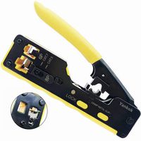 Yankok [CAT5 CAT7 Pass Through Crimper] for Shielded Connectors Compatible with CAT5e CAT6 RJ11 RJ12 RJ45 STP/UTP Ethernet Cable Modular Crimping Tool YKPC001Y Blistering Packing