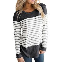Hemlock Long Sleeves Stripe Shirts Tops Causal Blouse T Shirt Women Soft Cotton Tops (XL, Dark Grey)