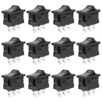 12 Pcs SPDT ON-Off-ON 3 Pin Snap Rocker Boat Switch Black AC 250V 6A 125V 10A for Car Auto Boat Household Appliances by MXRS