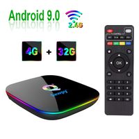 Sawpy Q Plus Android 9.0 tv Box 4GB RAM DDR3 + 32GB ROM H6 Quad core cortex-A53 Frequency up to 2GHz 4K&6K 2.4GHz WiFi USB 3.0 Smart TV Box (4GB+32GB)
