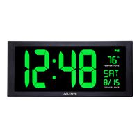 AcuRite 76101M Oversized LED Clock with Indoor Temperature, Date and Fold-Out Stand, 18", Green