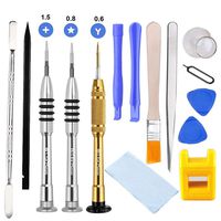 15 Pieces Cell Phone Repair Tool Kit for iPhone 7 - Complete Premium Opening Pry Tool Kits with Titanium Alloy Screwdriver Set for iPhone X/8/8 Plus,7plus, 6Plus/6S/6/5S/5/5C/4S/4/SE, iPod, iTouch