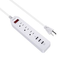 BasAcc 3-Outlet Power Strip with 3-USB 3.4 A USB Charging Ports Station & 5.9ft Cord for Business Trip/Home/Office/Nintendo Switch, White