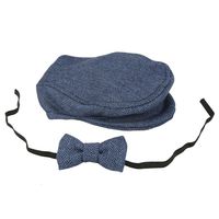 Fdit Newborn Baby Boys Photography Cap Hat Bow Tie Props Costume Clothing Headdress Accessories Elegant Gentleman Style (Deep Blue)