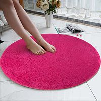 Jocund Home Carpet 80cm Soft Coral Velvet Round Rug Anti-Skid Doormat Bath Living Room Rug