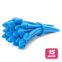 Reusable Silicone Cable Twist Ties Organizer Perfect for Cord Management, Electronics Wire Strips, Kitchen, Garden Rubber Wraps and Gear Zip Tie Straps (7 inches, Non-Velcro), 15 Pack - Blue