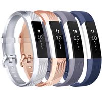 Tobfit Compatible with Alta Bands, 4 Pack, Soft TPU Classic Accessories Replacement Bands Compatible with Alta HR/Ace, Small Large (Large, Blue/Rose Gold/Silver/Gray)