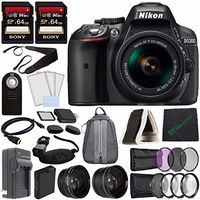 Nikon D5300 DSLR Camera with 18-55mm Lens (Black) + Battery + Charger + Sony 64GB Card + HDMI + Backpack Case + Remote Bundle
