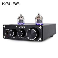 KGUSS T3 Vacuum Tube Mini Bile 6J1 Preamp Tube Amplifier Buffer Tube Amp HiFi Audio Preamplifier Treble & Bass Adjustment Pre-amps DC12V（Black）