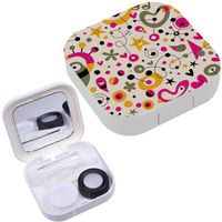 Portable Contact Lens Case Box Travel Kit Mirror + Bottle + Tweezers Container Holder [ Fun Cartoon ]