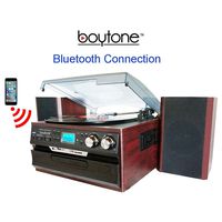 8-in-1 Boytone BT-24DJM Turntable with Bluetooth Connection, 3 Speed 33, 45, 78 Rpm, CD, Cassette Player AM, FM USB, SD Slot, Aux, Encoding Vinyl & Radio & Cassette To-MP3, Remote control.