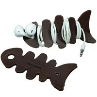 Hide & Drink, Thick Leather Cable Organizer Fish Bone (2 pack), Headset Winder, Earphone Organizer, Travel Accessories, Handmade Includes 101 Year Warranty :: Bourbon Brown