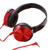 SimplylinVer-Ear Teens with MIC Foldable DJ Headphones 3.5mm Wired Game Earphones (Red)