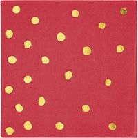 Classic Red and Gold Foil Dot Beverage Napkins, 48 ct