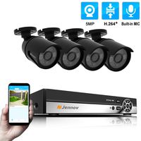 Jennov 4-Channel 5MP POE Home Security Camera System 4pcs Wired 5MP Outdoor POE(Power Over Ethernet) IP Cameras with Audio Recording, 5MP 4-Channel POE NVR Security System(not Including HDD)
