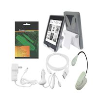 iShoppingdeals - for Amazon Kindle Paperwhite TPU Rubber Cover Case Smoke + Car Wall/Home AC Charger + USB Data Sync Cable + Multi Angle View Stand + Reading Book Light + Anti Glare Matte Screen Protector