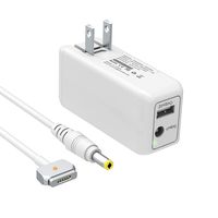 BND 60W Mini Charger for MacBook Pro 13 inch Retina(Made After Late 2012) Replacement for 60w Magsafe 2 Power Adapter Magnetic 2 T-Tip Portable Compact Travel MBP Wall Charger - One Extra USB Port