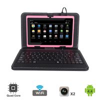 Tagital 7" Quad Core Android 4.4 KitKat Tablet PC, Dual Camera, Play Store Pre-Installed, 2017 Newest Model Bundled with Keyboard (Pink)