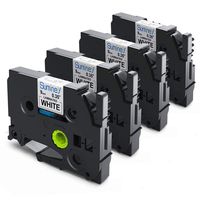 9mm TZe Tape TZe-221 TZ221 Compatible Brother PTouch Laminated Black on White Label Maker Tape for Brother P-Touch PT-H110 PT-D210 PT-1280 PTD-400AD Cube PT-P700, 4PK