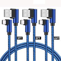 Galaxy S10 Plus Charger AIKIN USB Type C Cable Fast Charging 3.3FT 6.6FT 10FT 90 Degree Charging Cable for Galaxy S8, Galaxy S9, Galaxy S10, Note 9, Note 8, Pixel 3XL/2XL (Blue 3Pack 3 6 10FT)