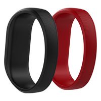 MoKo Band Compatible with Vivofit JR, [2 Pack] Soft Silicone Unadjustable Replacement Strap Band Bracelet Fit Vivofit JR/Vivofit JR 2/Vivofit 3 Wristband, Large Size - Black & Dark Red
