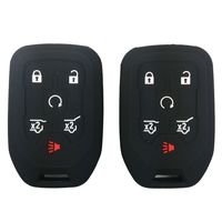 2Pcs Coolbestda Silicone Smart Key Fob Cover Case Remote Skin Keyless Jacket Holder Protector for 2015 2016 Chevrolet Suburban Tahoe GMC Yukon 6 Buttons Black