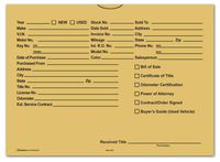 Printed Vehicle Deal Envelopes 9x12 Deal Jackets (100 Shrink Wrapped) (Buff)