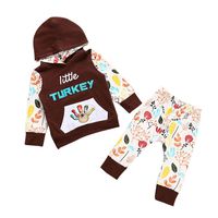 Raptop Thanksgiving Toddler Infant Baby girl letter Hoodie little turkey long sleeve Tops Sweatsuit+ Pants Outfit Set clothes (0-6 Months, Coffee)