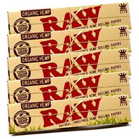 5 x Books Raw Organic Natural Hemp King Size Slim Rolling Paper Cigarette Skin
