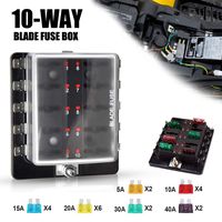 Liteway 10-Way Blade Fuse Box 12-32V LED Illuminated Automotive Fuse Block for Car Boat Marine Trike with LED Warning Light Kit, 1 Year Warranty