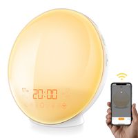 AMIR Wake-Up Light, Smart Sunrise Alarm Clock, 7 Colors Mood Atmosphere Lamp, Bedside Night Light, Digital Clock, FM Radio, 7 Natural Sounds, Dual Alarms, Sunrise Sunset Simulation for Bedroom
