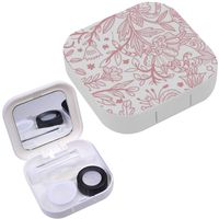 Portable Contact Lens Case Box Travel Kit Mirror + Bottle + Tweezers Container Holder [ Floral Fantasy ]