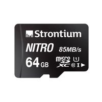 Strontium Nitro 64GB Micro SDXC Memory Card 85MB/s UHS-I U1 Class 10 w/ Adapter High Speed For Smartphones Tablets Drones Action Cams (SRN64GTFU1QA)