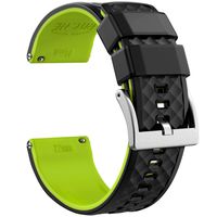 Ritche Silicone Watch Bands 18mm 20mm 22mm Quick Release Rubber Watch Bands for Men Women (Black/Fluorescent Yellow/Silver, 20MM)
