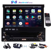 Car Stereo with Backup Camera 7 inch Car Radio Android 7.1 Car DVD Player Single 1 Din Touch Screen Built-in Bluetooth GPS Navigation for Car with External Microphone Wireless Remote