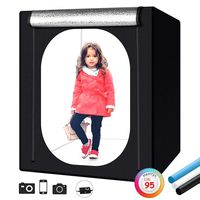 Heorryn Professional Photo Light Box, 55''/140cm Photo Studio Box Folding Shooting Tent Kit with 576 Brightness Dimmable LED Lights & 3 Backdrops for Portrait Furniture Clothing Photography