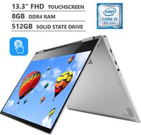 Lenovo Yoga 2-in-1 13.3" Full HD IPS Touchscreen Laptop, Intel Core i5-8250U, 8GB RAM, 512GB PCIe SSD, Backlit Keyboard, Fingerprint Reader, 802.11ac, Bluetooth 4.1, Windows 10 Home, Platinum Silver
