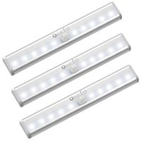 OxyLED Motion Sensor Closet Lights, Cordless Under Cabinet Lightening, Wireless Stick-on Anywhere Battery Operated 10 LED Night Light Bar, Safe Lights for Closet Cabinet Wardrobe Stairs, 3 Pack