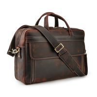 Lannsyne Vintage Genuine Leather Briefcases For Men 17 inch Laptop Bag Messenger Cross Body Shoulder Computer Satchel