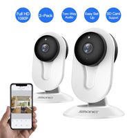 SMONET IP Security Camera, Home Security Camera Wireless with Two-Way Audio, Night Vision, Full HD 1080P 2.0 Mega-Pixel Indoor Surveillance Camera for Elder/Baby/Nanny/Pet Monitor (White,2 Packs)