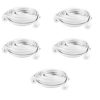 Yohii 5Pcs 6M 20ft Telephone Cord Telephone Cable Wire with Standard RJ11 Plugs for Landline Telephone, White
