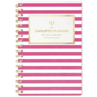 Simplified 2019-2020 Academic Year Weekly & Monthly Planner, Pocket, 3-1/2" x 6", Pink Stripe (EL200-300A)