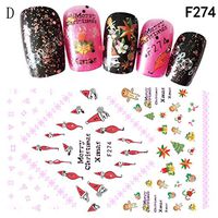 Ecurson Christmas 3D Nail Art Stickers Snowflakes Cute Snowmen Decal Party Favor (D)