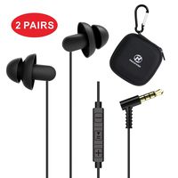 Sleep Earbuds, Hearprotek 2 Pairs Ultra Soft Lightweight Silicone Sleeping Earphone Headphones with Volume Control and mic for Side Sleeper, Snoring, Air Travel, Relaxation (Black)