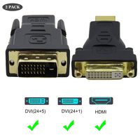 HDMI to DVI Adapter,CableDeconn Bi-Direction HDMI to DVI(2 Pack) Converter for Computers Laptops (HDMI Female to DVI Male+HDMI Male to DVI Female)